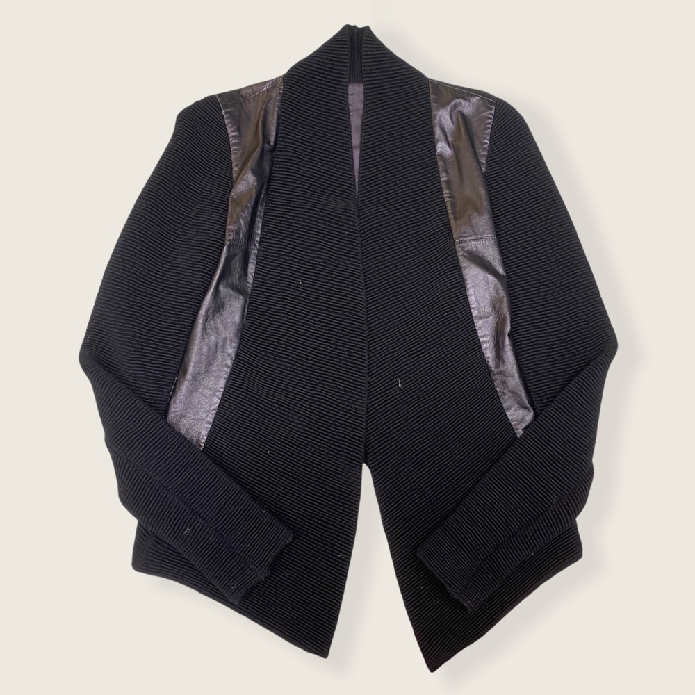 Ohne Titel Goat Leather Black Coat Blazer Open